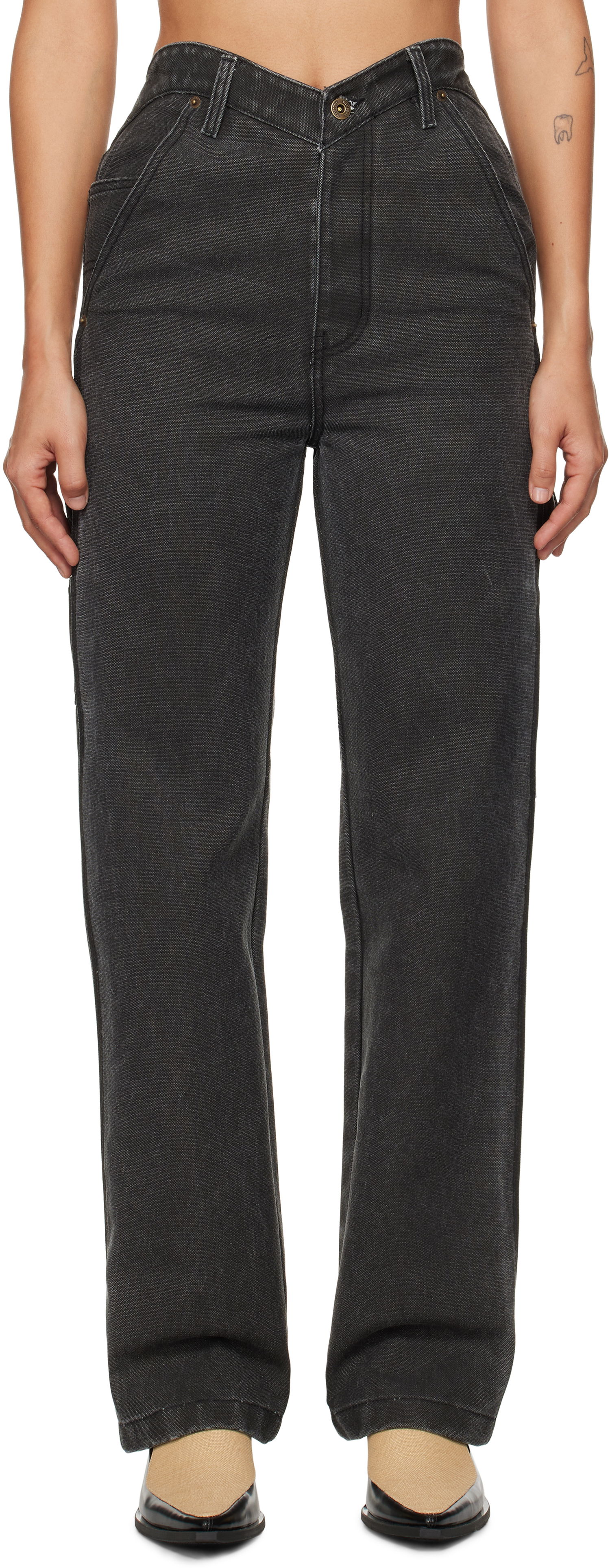 Džínsy We11done We11done Heart Work Trousers Čierna | WD-PT3-24-280-W-BK, 0