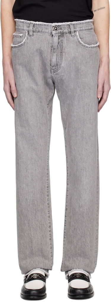 Džínsy Versace Frayed Regular-Fit Jeans Šedá | 1016106_1A11098, 0