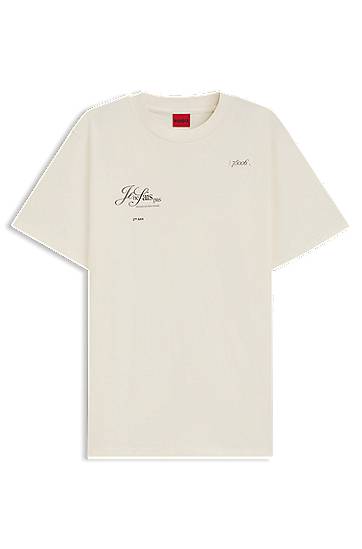 Tričko BOSS Parisian Graphic Print T-Shirt Béžová | 50545551
