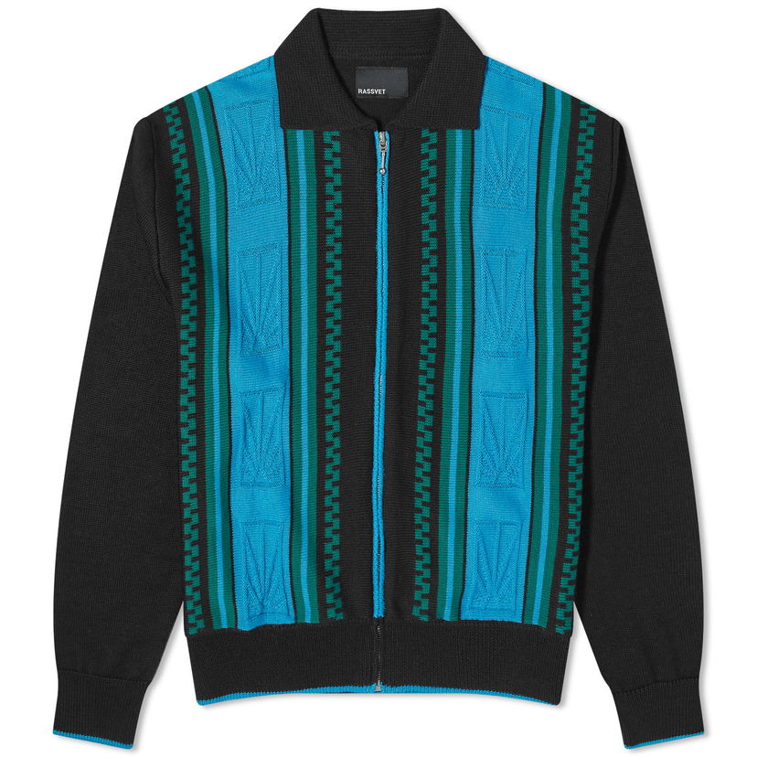 Sveter PACCBET Stripe Zip Cardigan Modrá | PACC14N004-BLU