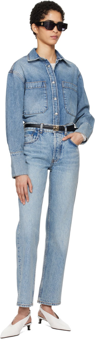 Opasok Anine Bing Dante Denim Button-Up Shirt Čierna | A-07-10239-WHD1, 4