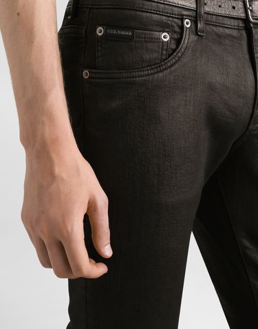 Nohavice Dolce & Gabbana Coated Denim Trousers 48 Hnedá | GY07LDG8OO1S9001, 3