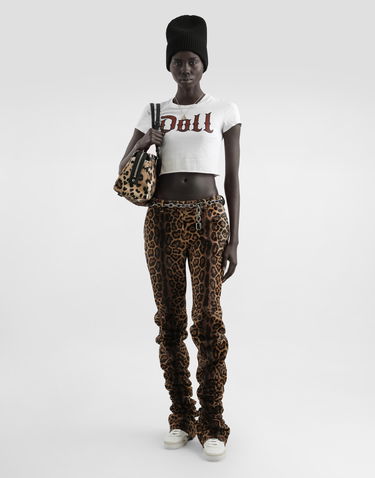 Crop Top Dolce & Gabbana Dolce & Gabbana Doll Print Cropped Jersey T-Shirt Biela | F8V95TGDDGSS9000, 1