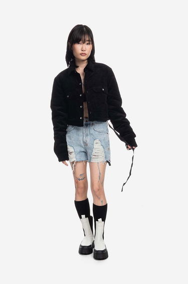 Bunda Rick Owens Cropped Outershirt Jacket Čierna | DS02B4706.VS.BLACK, 1