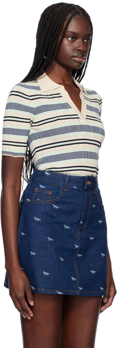 Polo tričko MAISON KITSUNÉ Maison Kitsuné Fine Rib Striped Polo Rôznofarebný | OW00203KT1122, 1