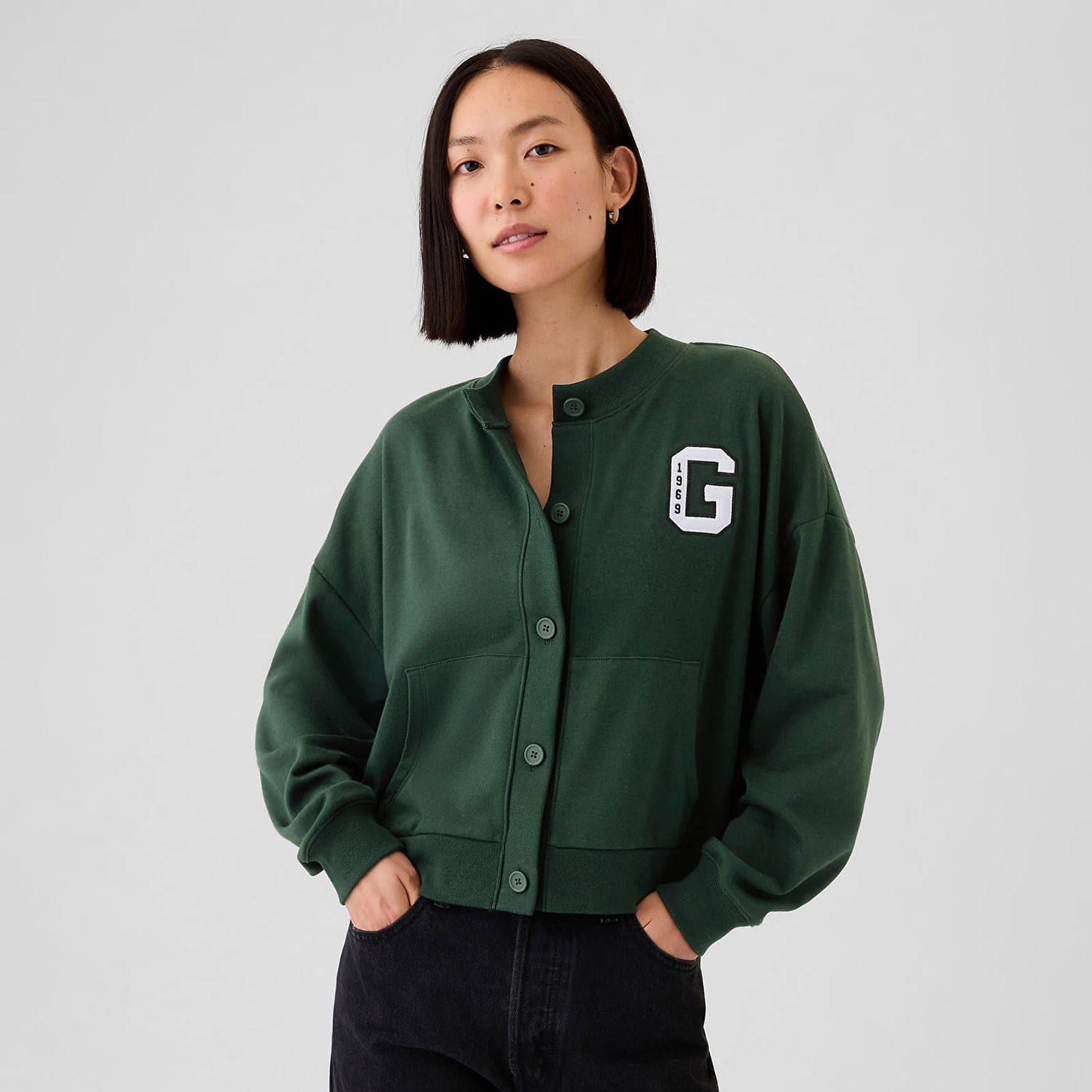 Mikina GAP Sweatshirt Logo Crew Cardigan Essex Green S Zelené | 498972-02, 0