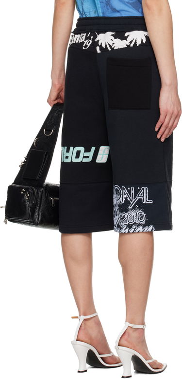 Šortky Marine Serre Marine Serre Graphic Regenerated Drawstring Shorts Čierna | USH003A UJER0007, 2