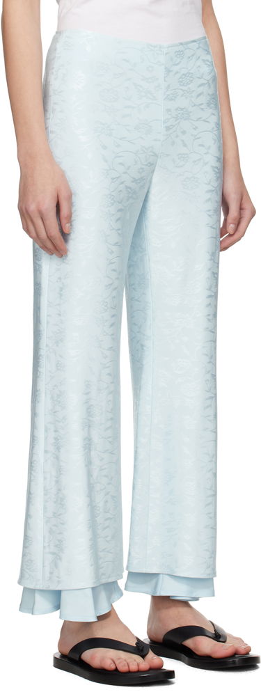 Nohavice Jil Sander Jil Sander Fluid Viscose Flower Jacquard Trousers Modrá | J03KA0308_J20297, 1