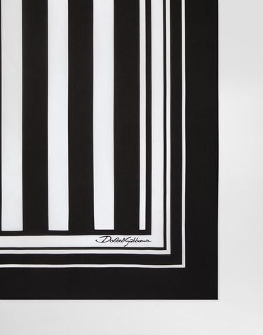 Šál Dolce & Gabbana Dolce & Gabbana Striped Silk Twill Foulard, 90 x 90 Čierna | GQ260EG0WUEHN8DA, 3