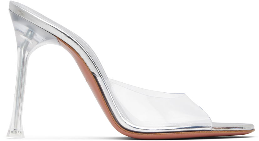 Doplnky Amina Muaddi Amina Muaddi Alexa Glass 105 Heeled Sandals Metalická | ALEXA GLASS SLIPPER