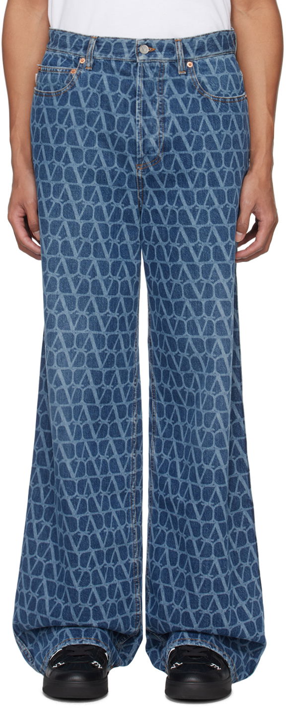 Nohavice a džínsy Valentino Toile Iconographe Navy | 4V3DE02O9WE, 0