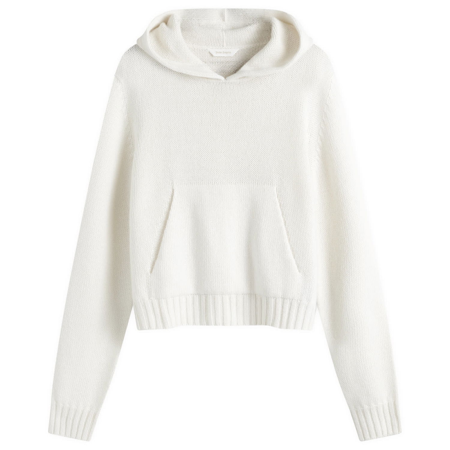 Mikina Palm Angels Curved Logo Knitted Hoodie Biela | PWHU012F24KNI0010161, 0