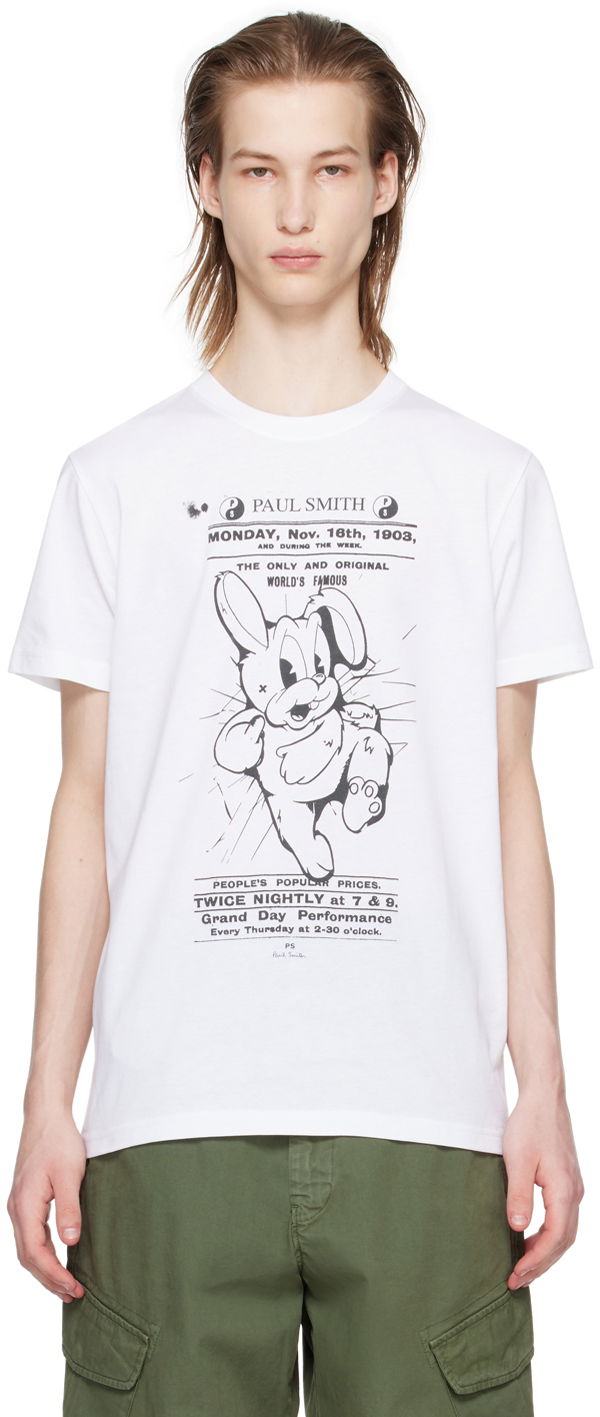 Tričko Paul Smith 1903 Bunny Advertisement Graphic T-Shirt Biela | M2R-010R-MP4451-01