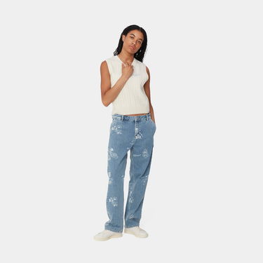Džínsy Carhartt WIP Stamp Print Bleached Denim Pants Modrá | I033742_9, 2