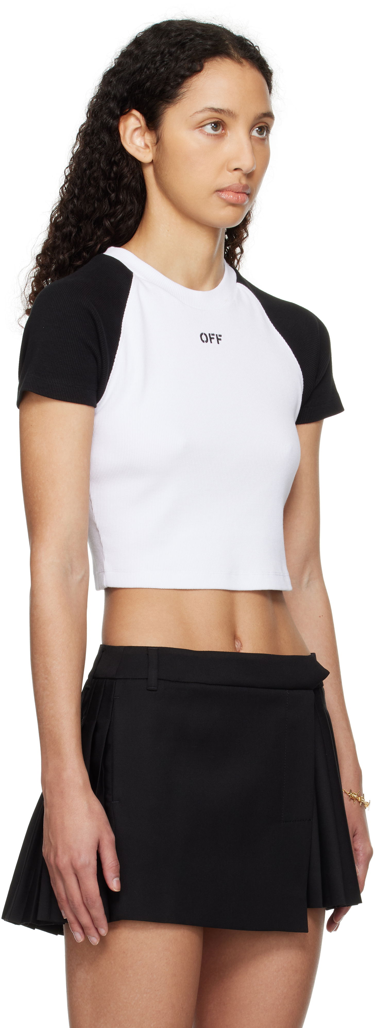 Crop Top Off-White Off-White Rib Raglan Crop Top Biela | OWAA13BS25JER0010110, 1