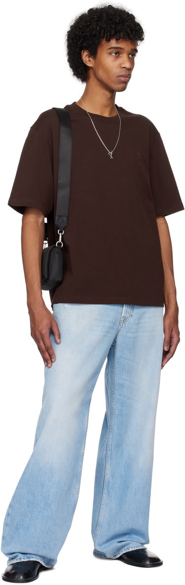 Tričko AMI AMI Paris Cotton Tonal Ami de Coeur T-Shirt Hnedá | UTS074.726, 3