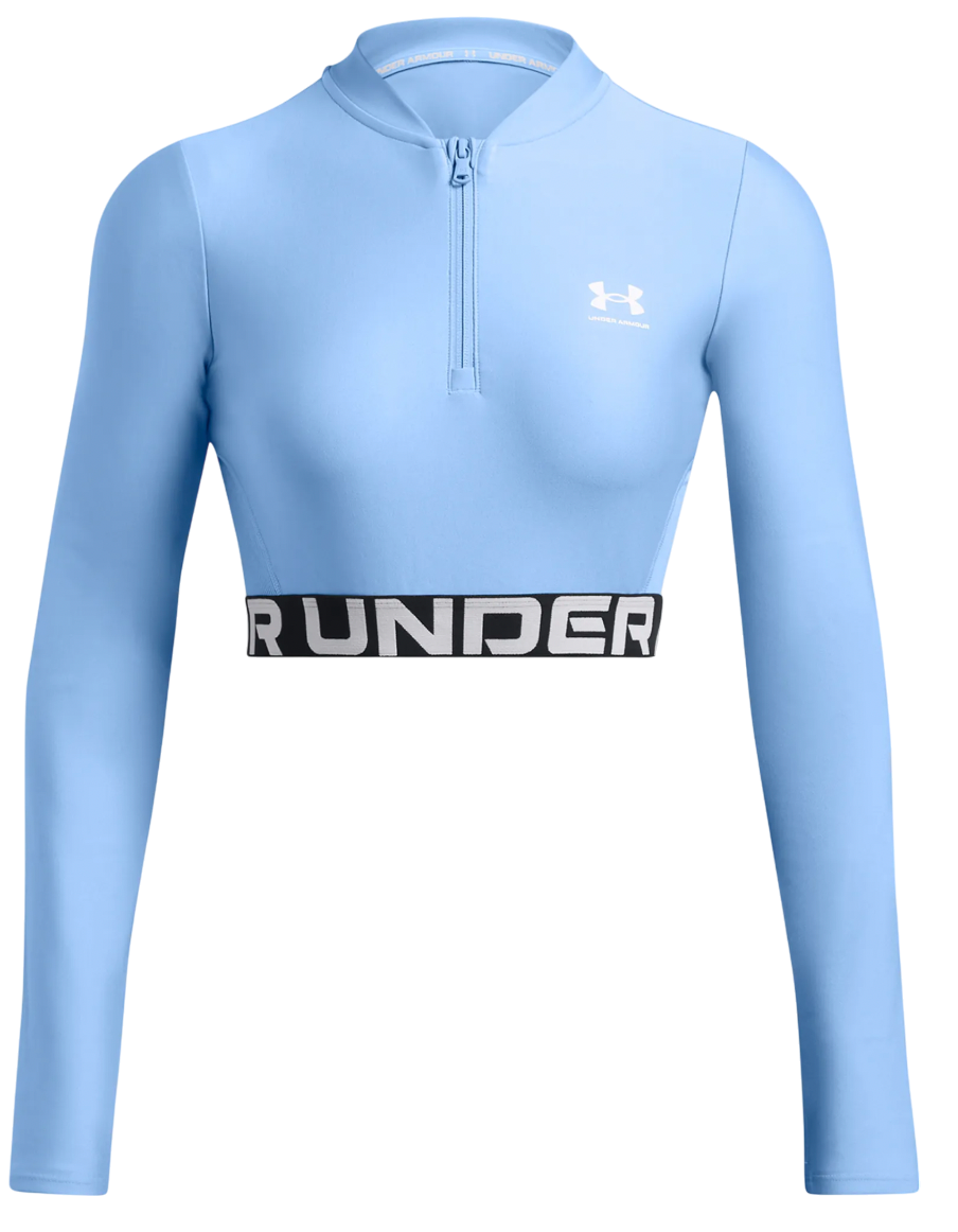 Crop Top Under Armour HeatGear Rib 1/4 Zip Long Sleeve Modrá | 1388692-465, 0