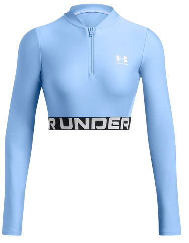 Crop Top Under Armour HeatGear Rib 1/4 Zip Long Sleeve Modrá | 1388692-465, 0