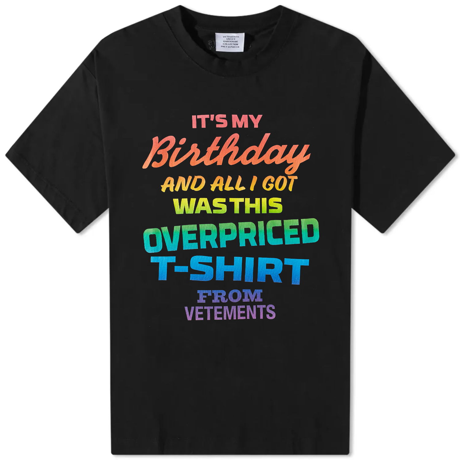 Tričko VETEMENTS Overpriced Birthday Čierna | UE54TR200B, 0