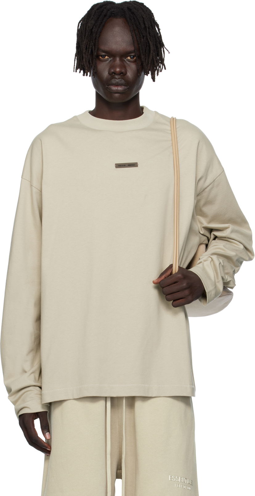 Tričko Fear of God ESSENTIALS Classic Fit Long Sleeve T-Shirt Béžová | 125SP254206F