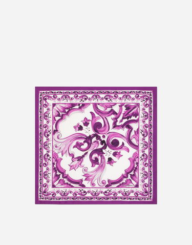 Šál Dolce & Gabbana Dolce & Gabbana Majolica-Print Silk Twill Square Scarf Fialová | FN093RGDAOYHP3OO, 0