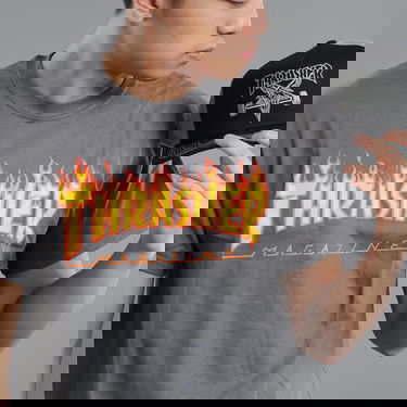 Tričko Thrasher Flame Logo Tee Šedá | 110102, 2