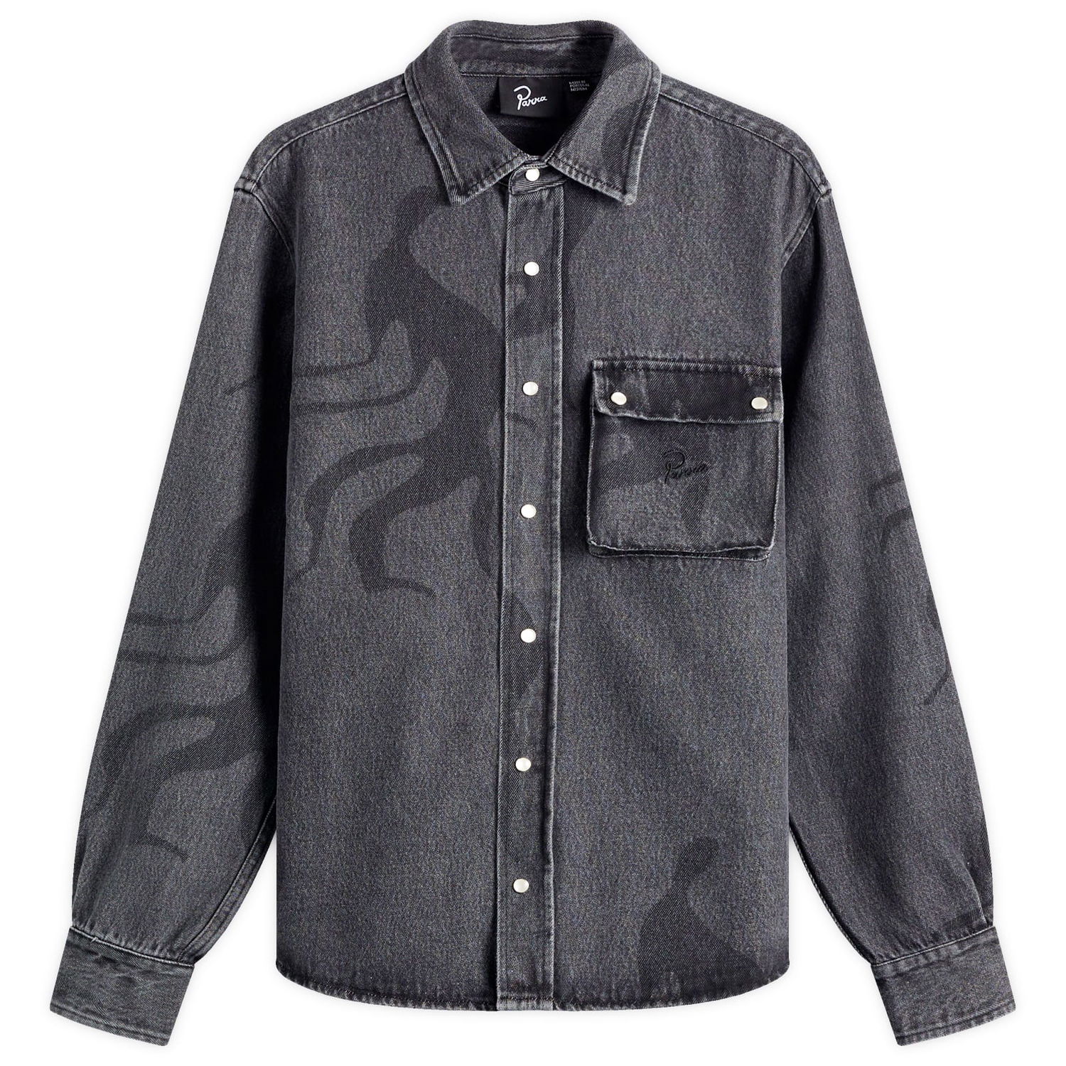 Košeľa By Parra Parra Stalkers Denim Shirt, Size Large Šedá | 53130-GRY, 1
