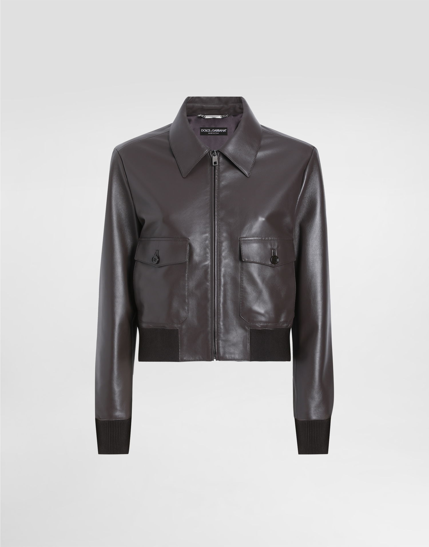 Bunda Dolce & Gabbana Dolce & Gabbana Short Nappa Leather Jacket Hnedá | F9S32LHULWMM3977, 0