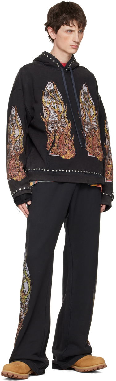 Mikina Who Decides War Studded Stained Glass Flame Graphic Hoodie Čierna | 1110420002FW25, 3