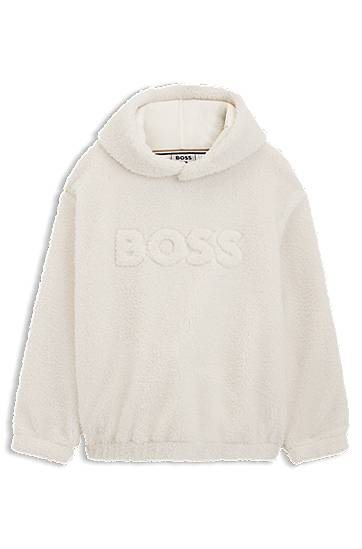 Mikina BOSS Steiff logo hoodie in teddy fabric Biela | 50550698, 0