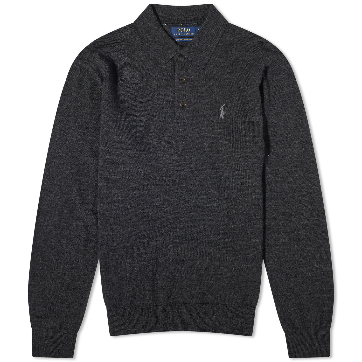 Mikina Polo by Ralph Lauren Polo Ralph Lauren Long Sleeve Knitted Polo Dark Granite Heather Čierna | 710876852002, 0