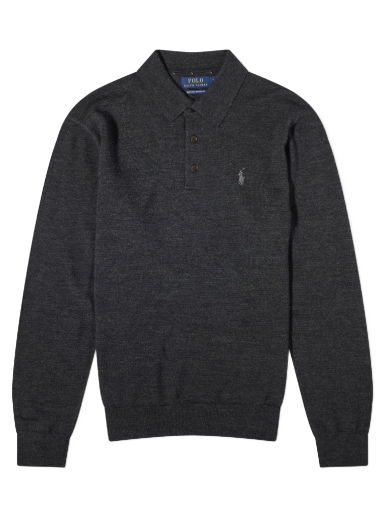 Mikina Polo by Ralph Lauren Polo Ralph Lauren Long Sleeve Knitted Polo Dark Granite Heather Čierna | 710876852002