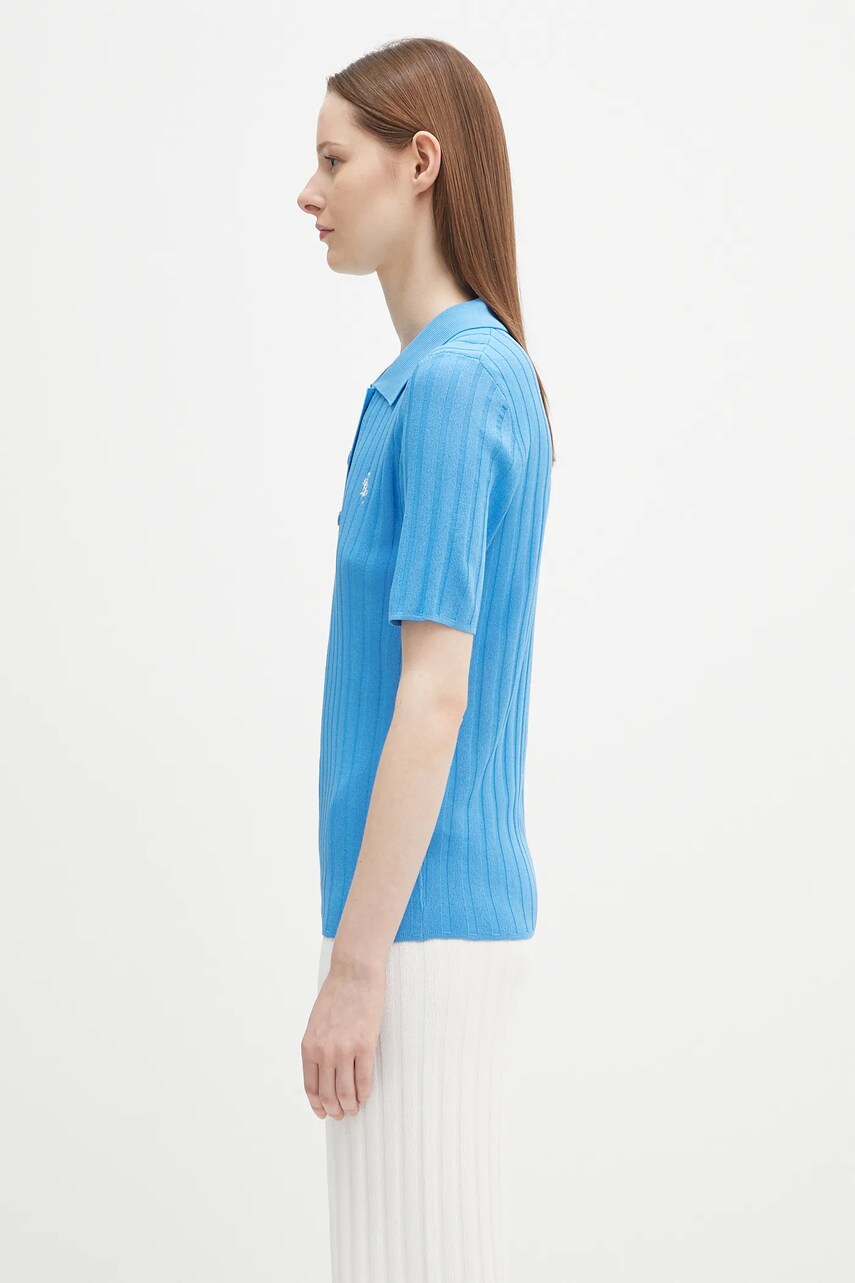Polo tričko Sporty & Rich Sporty & Rich SRC Ribbed Polo Shirt Modrá | TO069620305BL24, 1