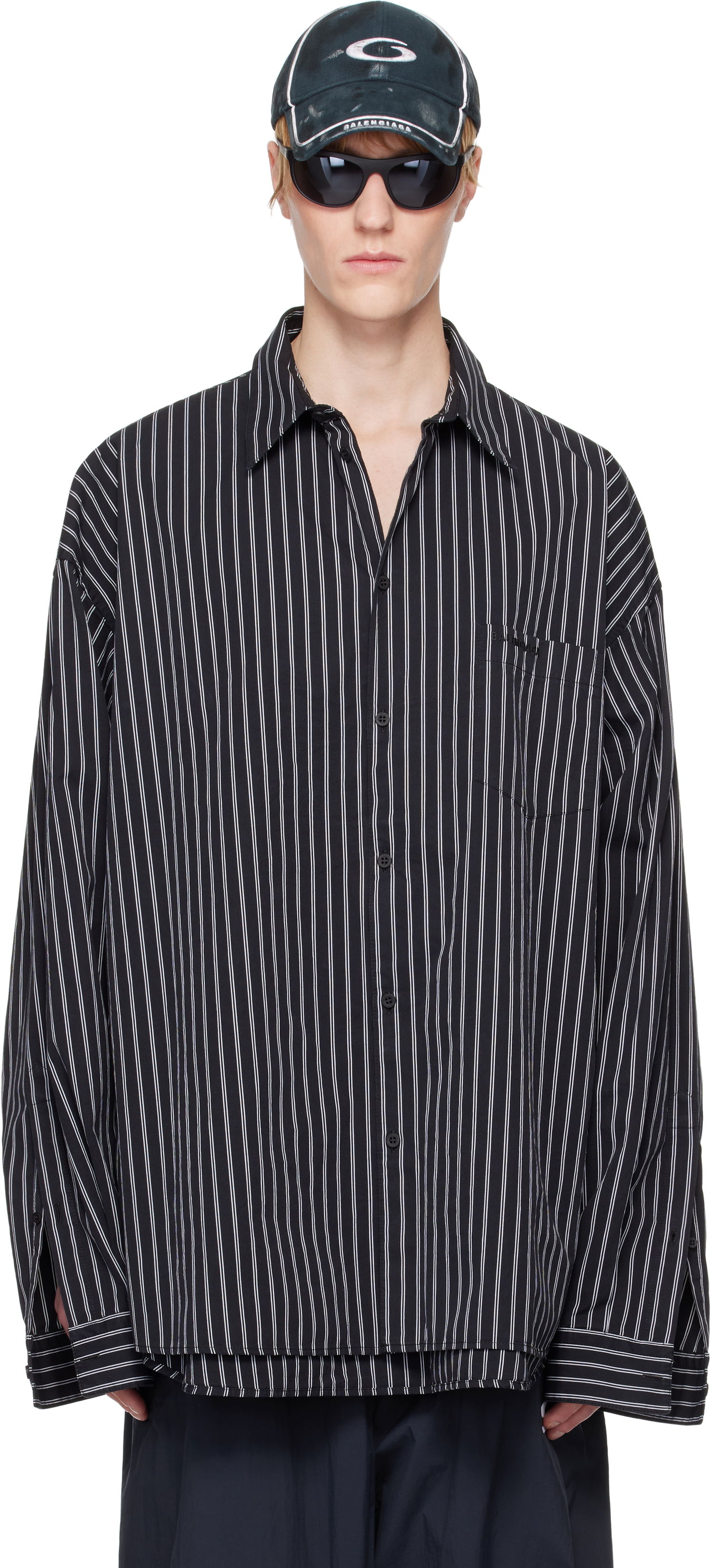 Košeľa Balenciaga Balenciaga Striped Flatground Shirt Čierna | 814598TRM23, 0