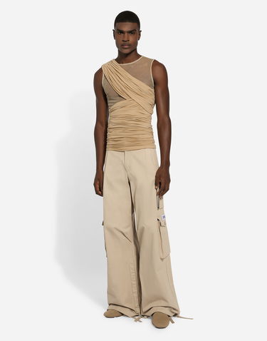 Tielko Dolce & Gabbana Stretch Tulle T-shirt With Draping Béžová | G8RW3TG7M7SS9000, 2