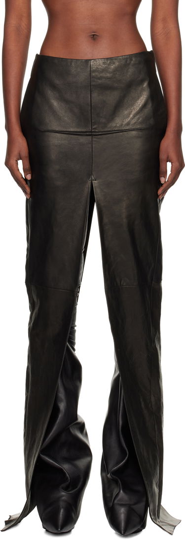Sukňa Rick Owens Concordians Sliced Draped Leather Maxi Skirt Čierna | RO02E4387 LNV, 0