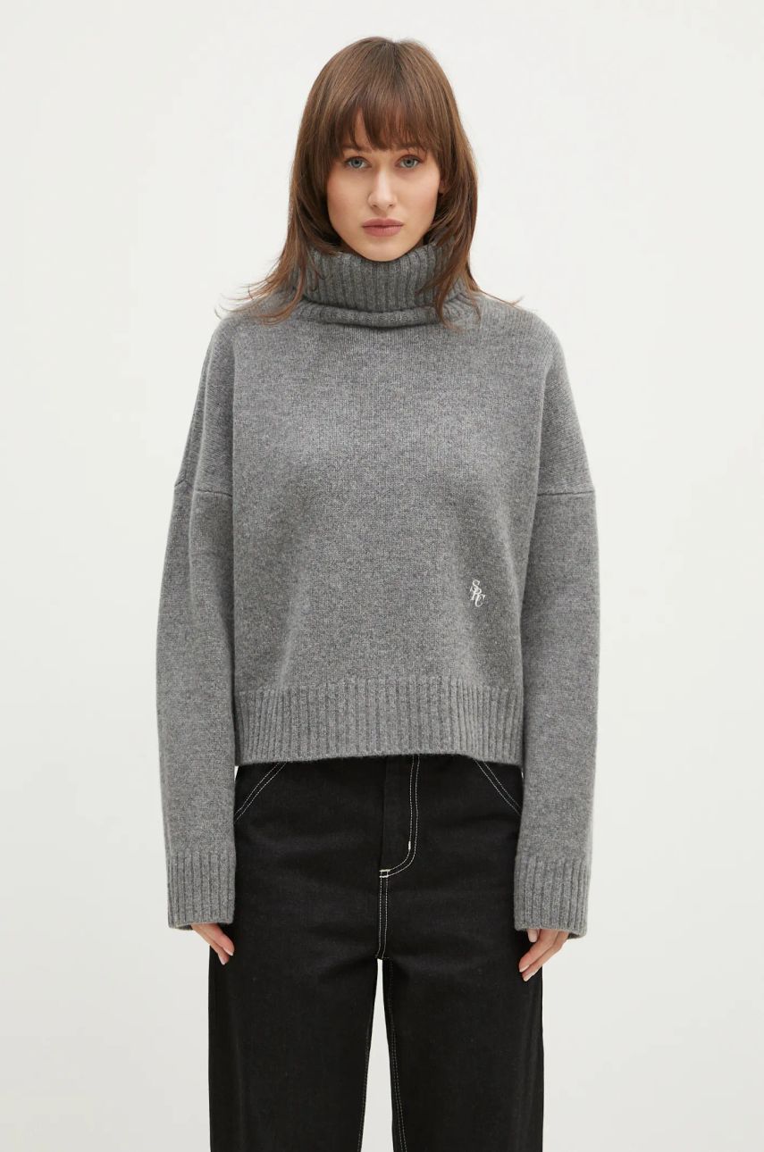 Sveter Sporty & Rich Sporty & Rich SRC Wool Turtleneck Sweater Šedá | WS064512302GY03, 0
