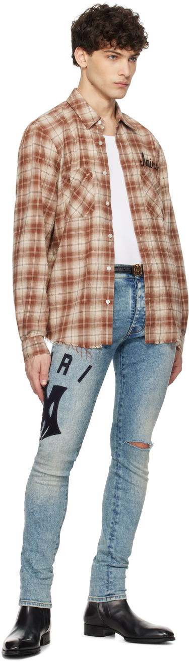 Džínsy AMIRI AMIRI Suede Applique Logo Skinny Jeans Modrá | AMDNSY1097, 3