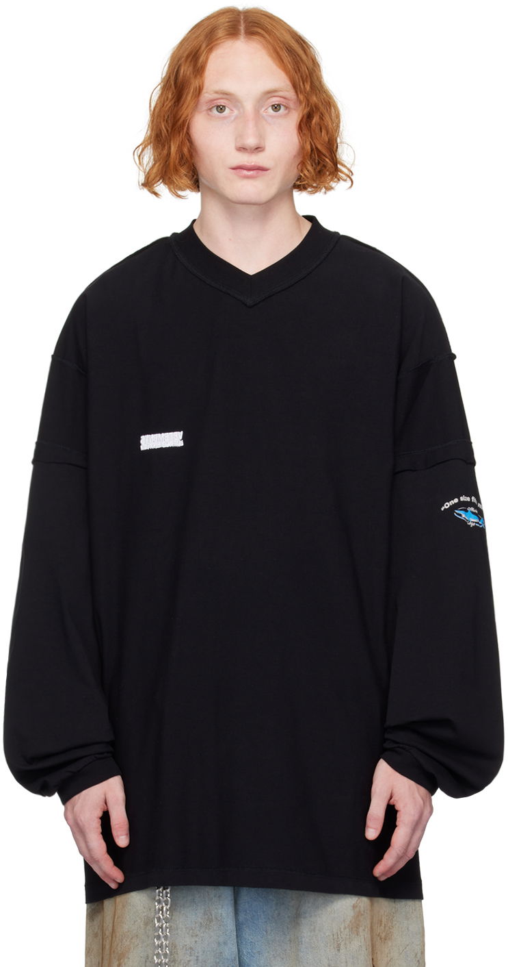 Tričko VETEMENTS Black 'Limited Edition' Inside Out Long Sleeve T-Shirt Čierna | UA65LS320B, 0