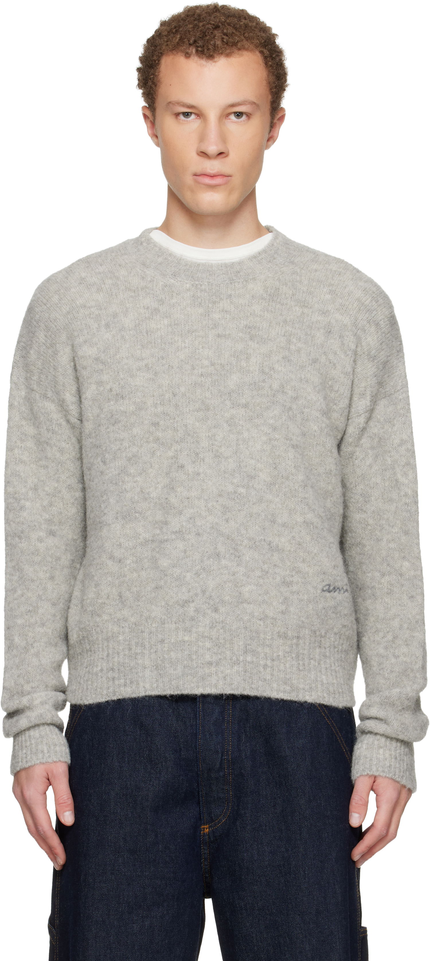 Sveter AMI Alpaca Ami Crewneck Sweater Šedá | H25HKS824.KN0021, 0