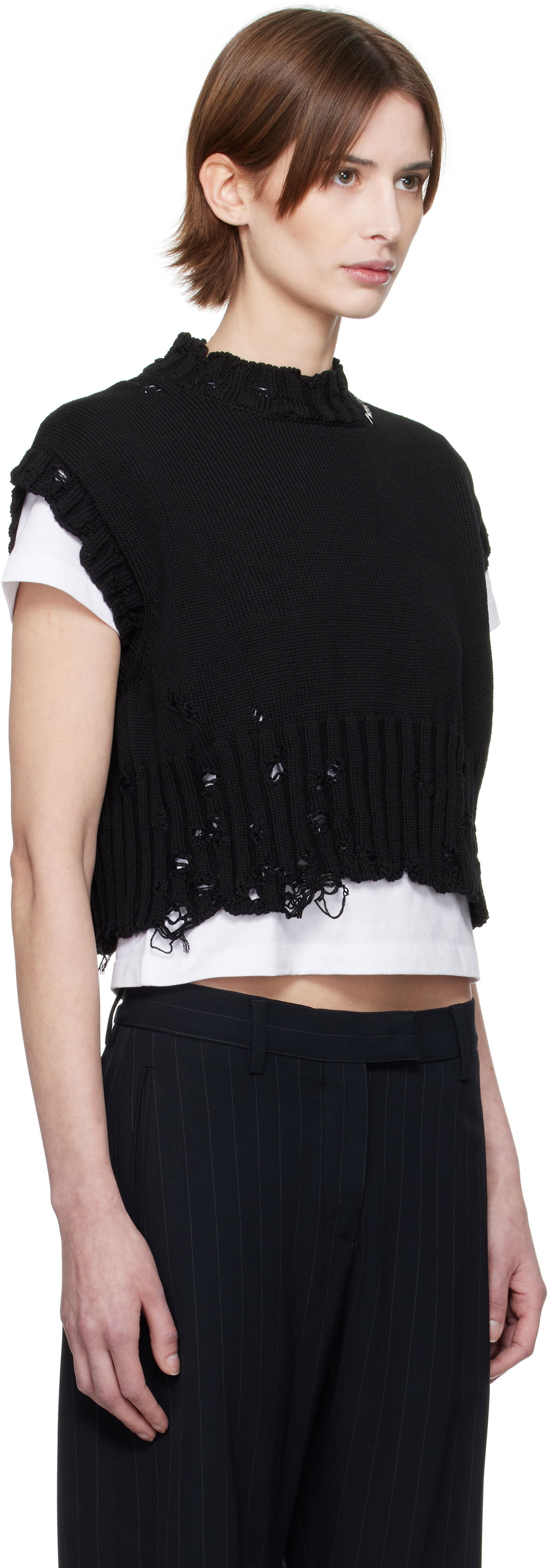 Sveter Marni Marni Distressed Sleeveless Sweater Čierna | GCMD0578E0 UFC652, 1
