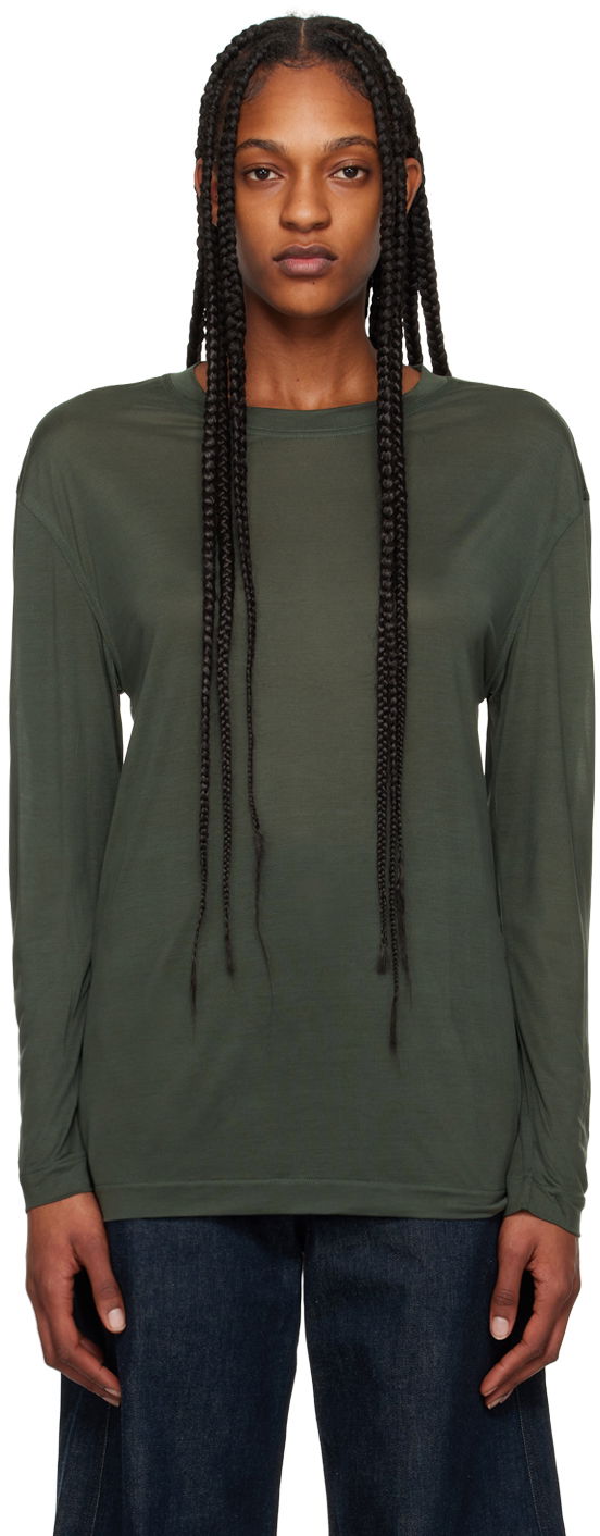 Tričko LEMAIRE Soft Long Sleeve T-Shirt Zelené | TO1171 LJ1011, 0