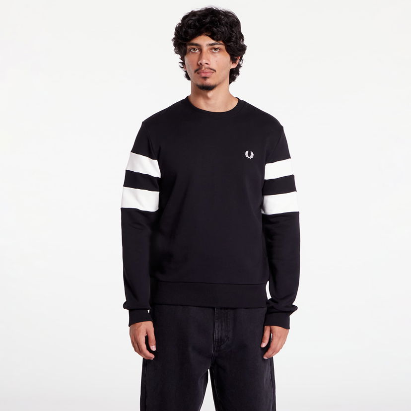 Mikina Fred Perry Tipped Sleeve Sweatshirt Black Čierna | M5544 102