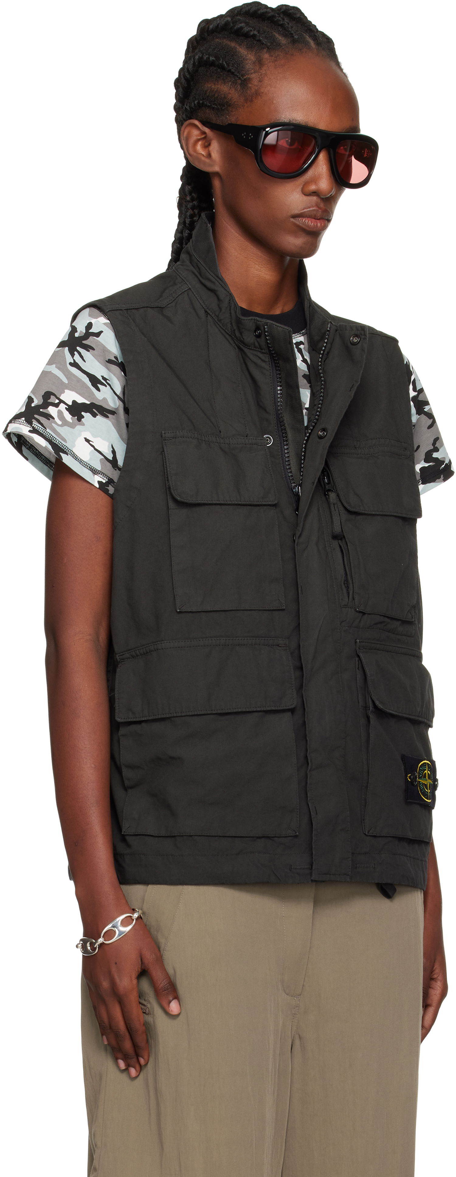 Vesta Stone Island Stone Island Canvas Weave Organic Cotton Vest Čierna | K2S15 G100001 S0240, 1