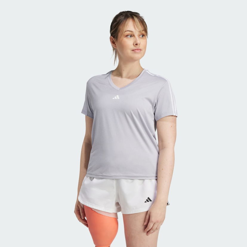 Tričko adidas Performance AEROREADY Train Essentials 3-Stripes V-Neck T-Shirt Šedá | JC6707