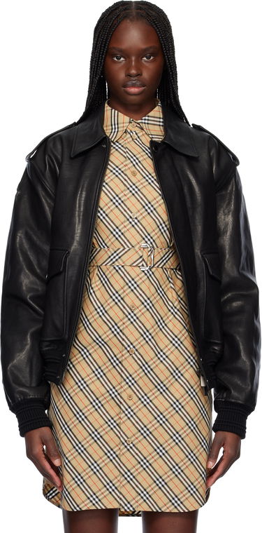 Bomber bunda Burberry Burberry Bomber Leather Jacket Čierna | 8103085, 0