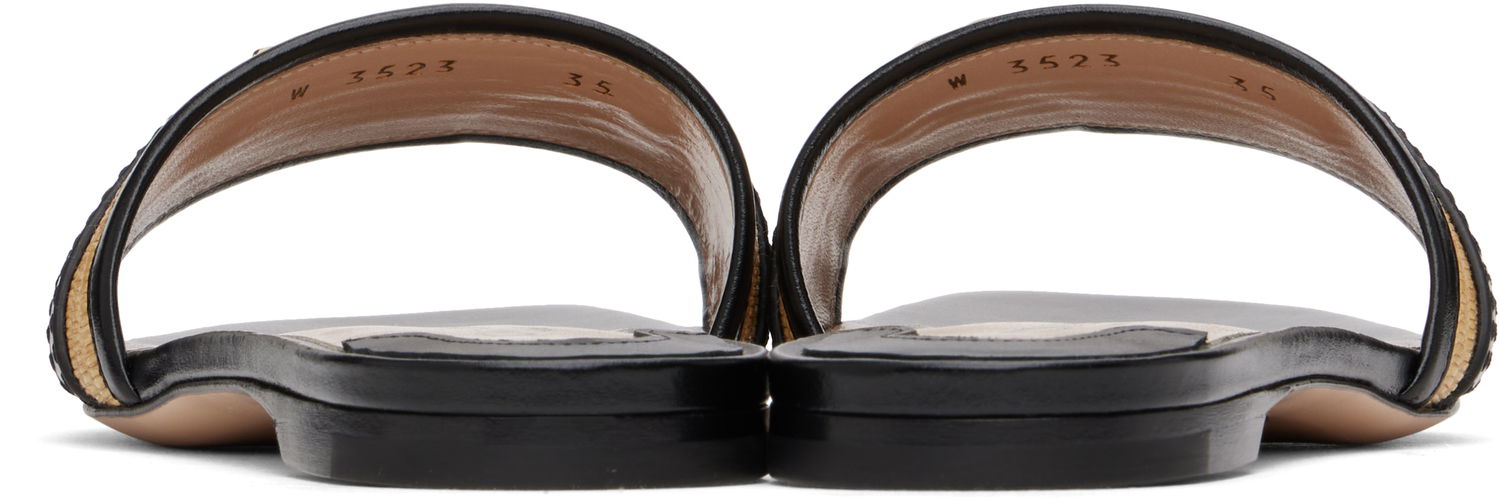Doplnky Tom Ford TOM FORD Raffia Calfskin Slide Sandals Čierna | W3523-TRA004G, 1