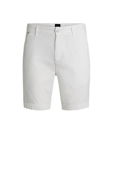 Šortky BOSS Slim-Fit Stretch-Cotton Twill Shorts Biela | 50540743, 0