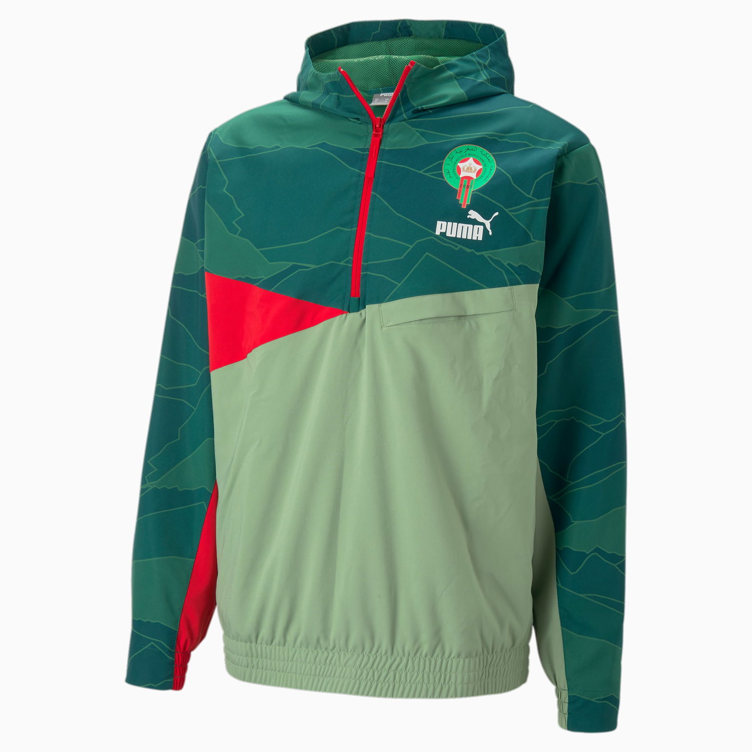 Mikina Puma Morocco Graphic Woven Hoodie Zelené | 763462_06, 0