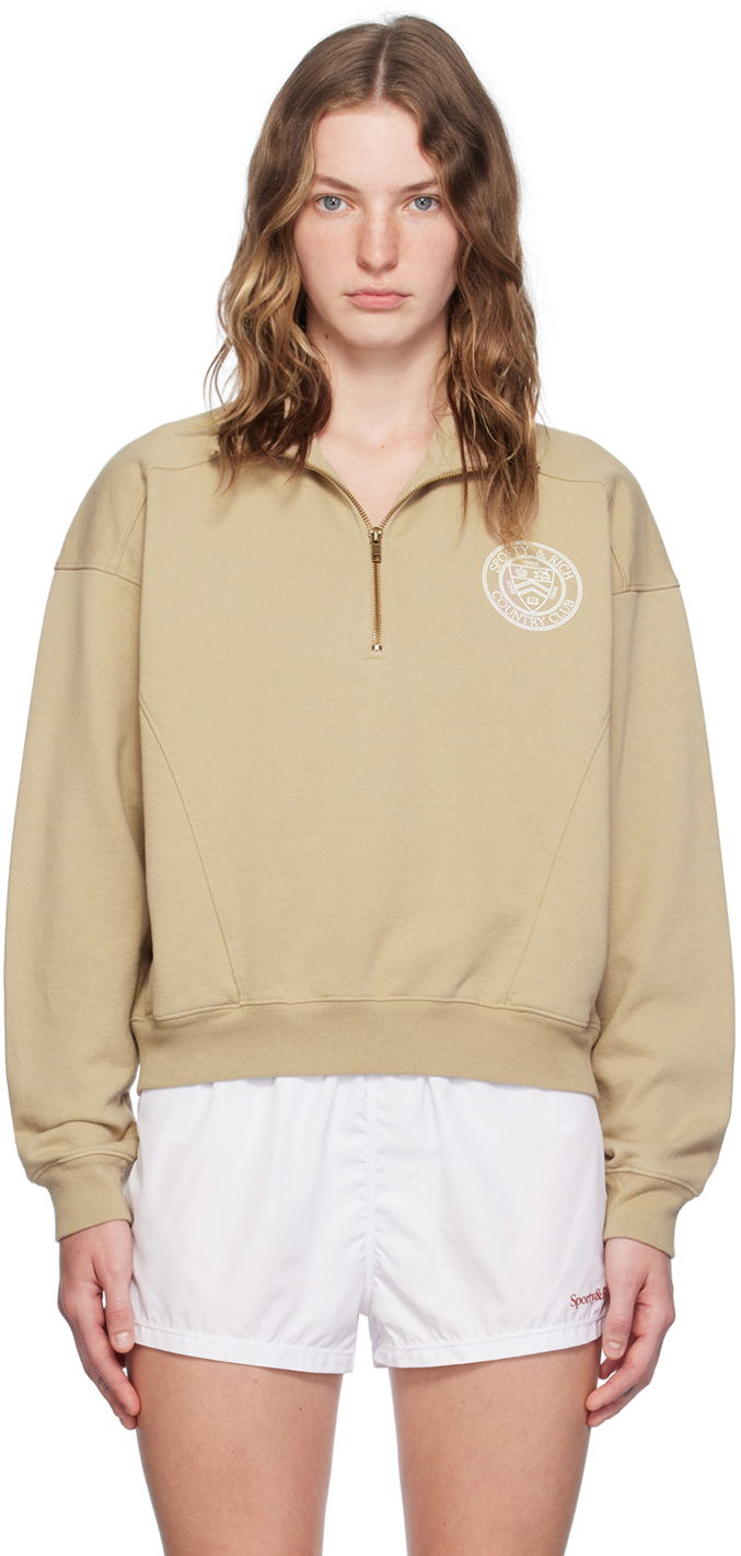 Mikina Sporty & Rich Beige 'Paris Country Club' Sweatshirt Béžová | WS069S403PE, 0
